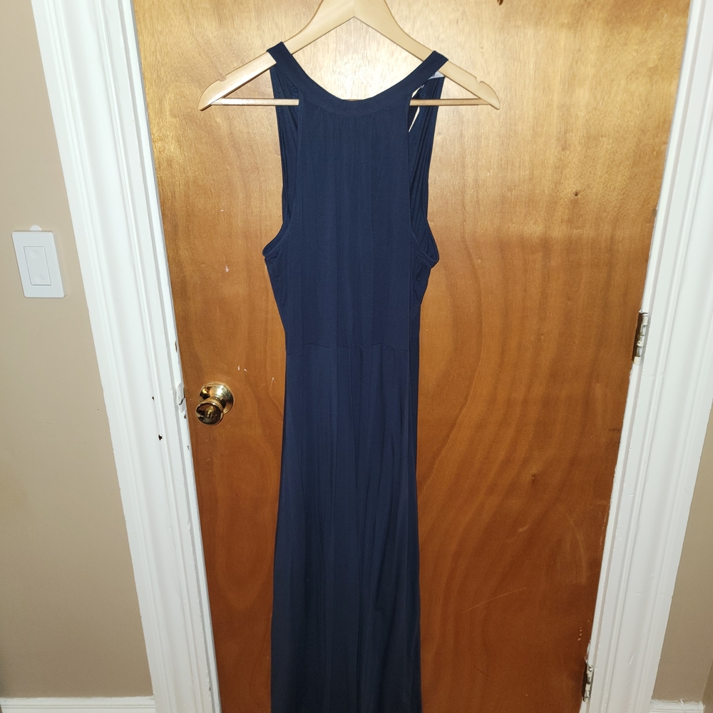 Chic Navy Sleeveless Maxi Dress